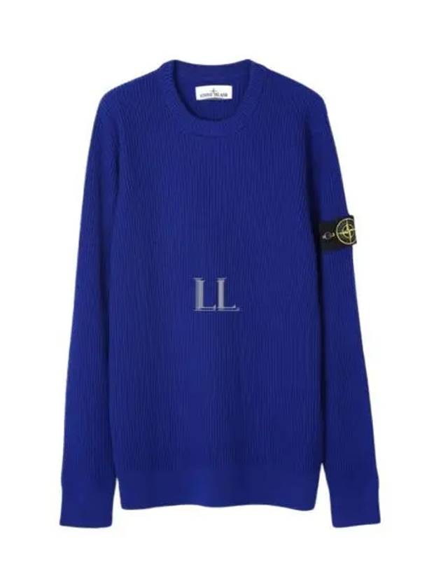 Crewneck Full Rib Wool Knit Top Blue - STONE ISLAND - BALAAN 2