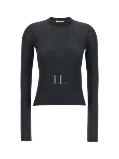 Crew Neck Cashmere Wool Silk Knit Top Charcoal - SAINT LAURENT - BALAAN 2