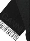 Logo Fringe Muffler Black - GANNI - BALAAN.