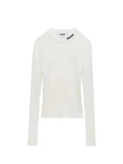 Stretch Ribbed Viscose Knit Top White - MSGM - BALAAN 2