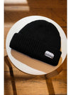 Logo Patch Wool Beanie Black - GANNI - BALAAN 7