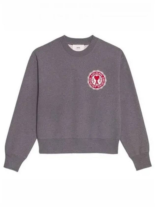 Heart Logo Patch Sweatshirt Grey - AMI - BALAAN 2