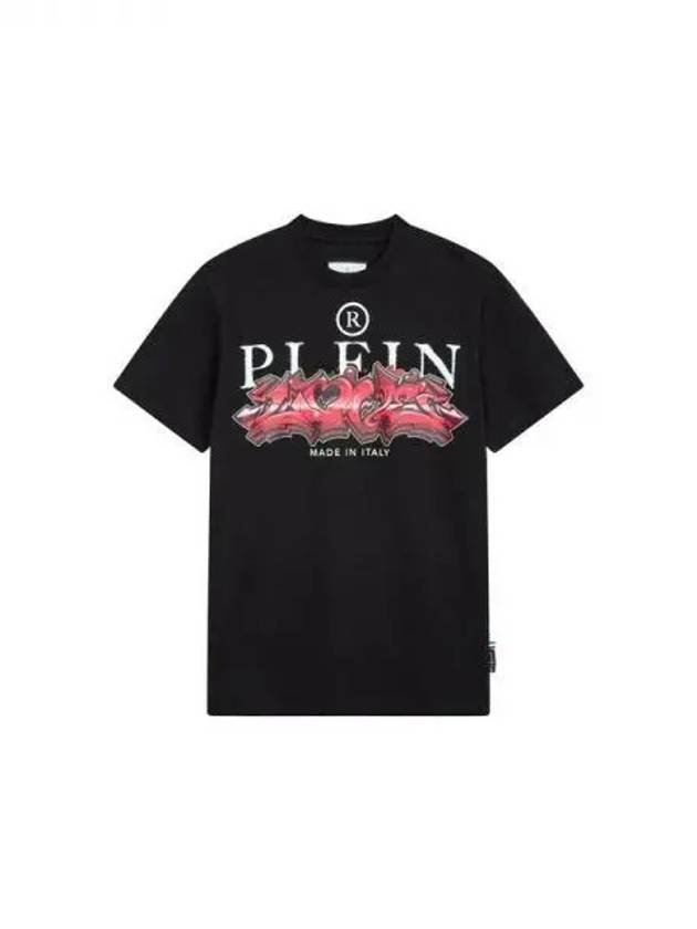 Men's Front Graphic Crew Neck TShirt Black 270408 - PHILIPP PLEIN - BALAAN 1