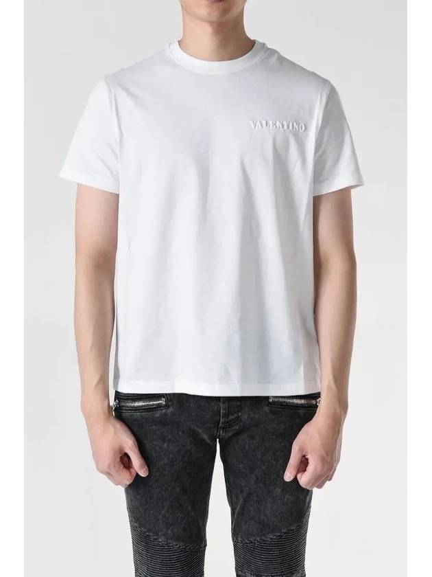 Embossed Logo Short Sleeve T-Shirt White - VALENTINO - BALAAN 3