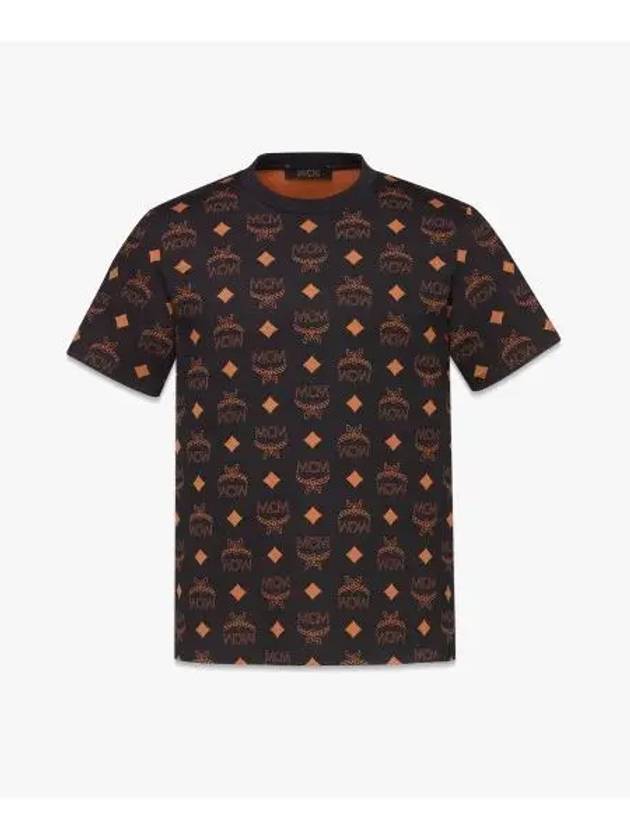 Monogram Print Short Sleeve T-Shirt Black - MCM - BALAAN 2