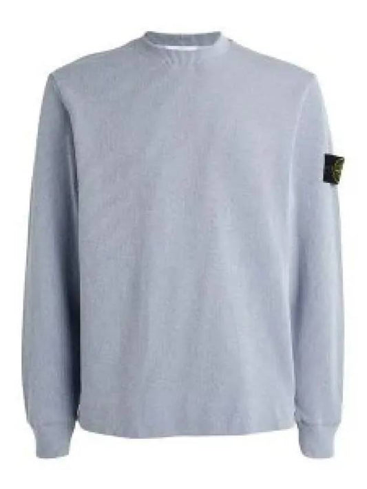 Compass Badge Crew Neck Ribbed Cotton Knit Top Sky Blue - STONE ISLAND - BALAAN 1