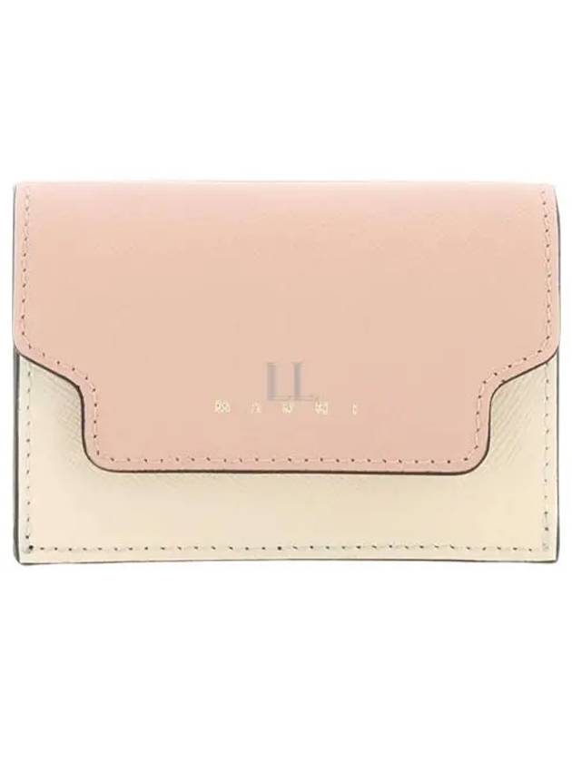 Saffiano Color Block Tri-Fold Half Wallet Pink - MARNI - BALAAN 2