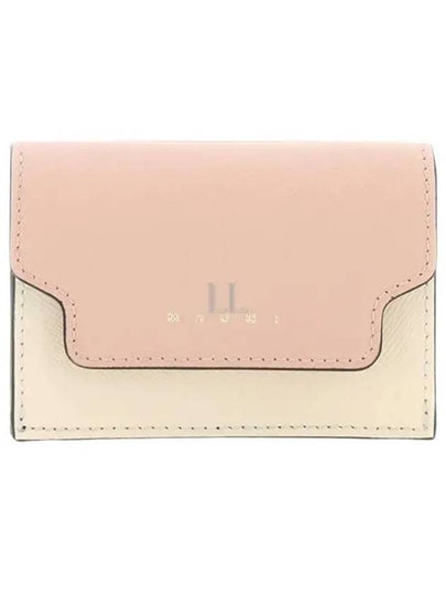 Saffiano Color Block Tri-Fold Half Wallet Pink - MARNI - BALAAN 2