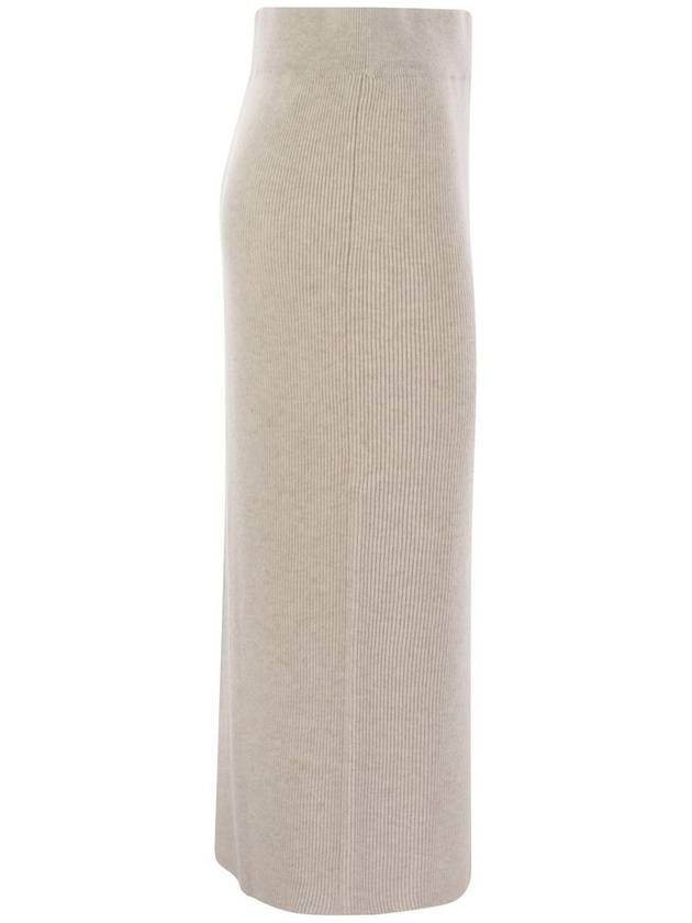 Cashmere and silk ribbed skirt - BRUNELLO CUCINELLI - BALAAN 3