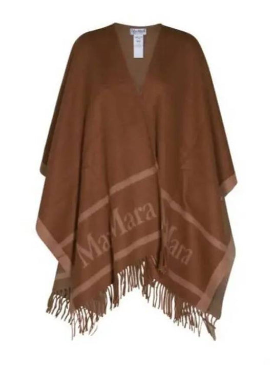 Hilde Logo Print Wool Cape Brown - MAX MARA - BALAAN 2