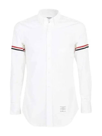 Men's Poplin Grosgrain Armband Classic Long Sleeve Shirt White - THOM BROWNE - BALAAN 2