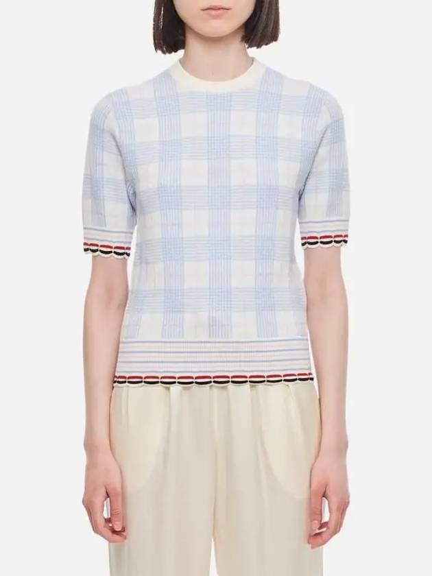 Thom Browne Women's Hairline Check Merino Wool Short Sleeve T-Shirt - THOM BROWNE - BALAAN 3