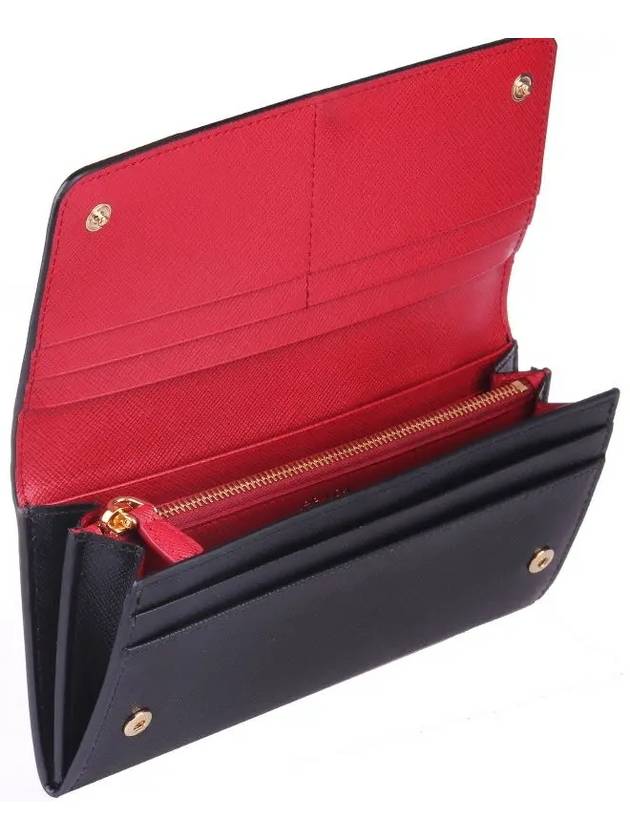 Rose Saffiano Leather Long Wallet Black - PRADA - BALAAN 5