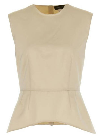 Satin Peplum Sleeveless Beige - FABIANA FILIPPI - BALAAN 1