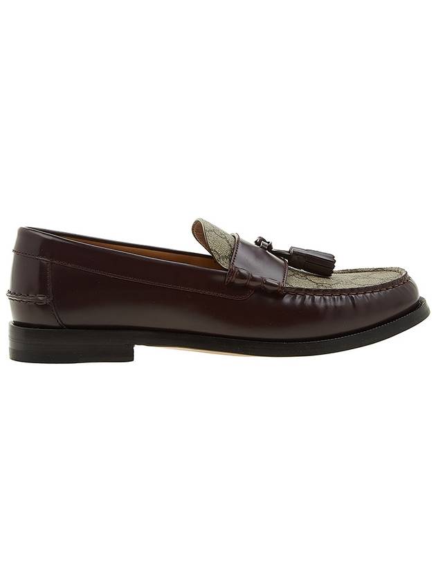 Men's Tassel GG Supreme Canvas Leather Loafers Brown - GUCCI - BALAAN.