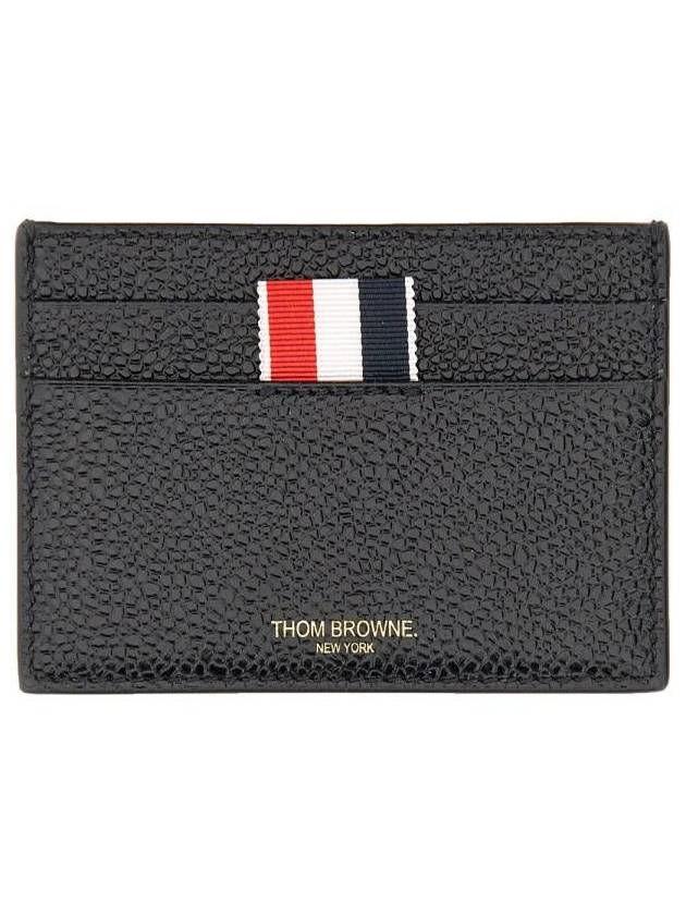 Pebble Grain Leather Wide RWB Grosgrain Flap Chain Long Wallet Black - THOM BROWNE - BALAAN 2