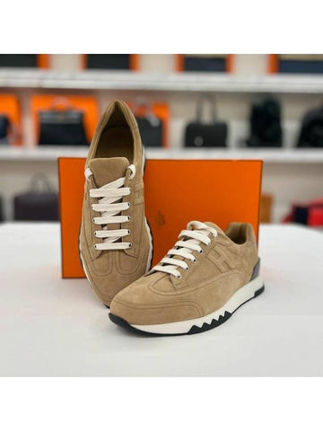 Trail Men s Sneakers Beige Suede - HERMES - BALAAN 1