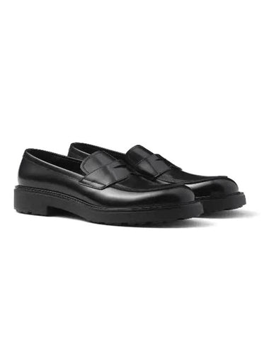 Brushed Leather Loafers Black - PRADA - BALAAN 1