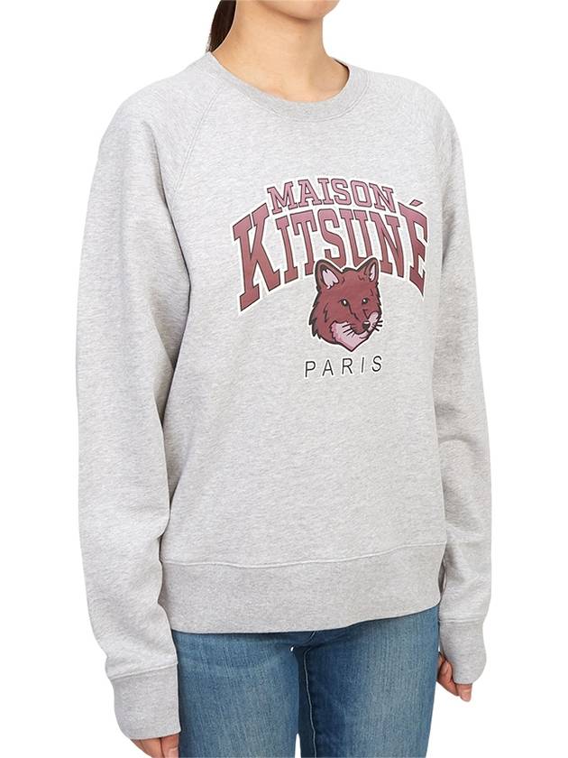 Campus Fox Print Cotton Sweatshirt Light Grey Melange - MAISON KITSUNE - BALAAN 4