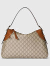 GG Emblem Medium Shoulder Bag Beige Dark Brown Canvas 815217FAD6L9758 - GUCCI - BALAAN 2