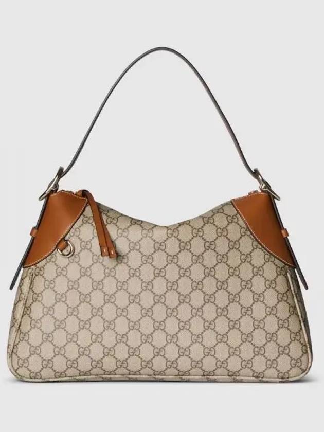 GG Emblem Medium Shoulder Bag Beige Dark Brown Canvas 815217FAD6L9758 - GUCCI - BALAAN 2