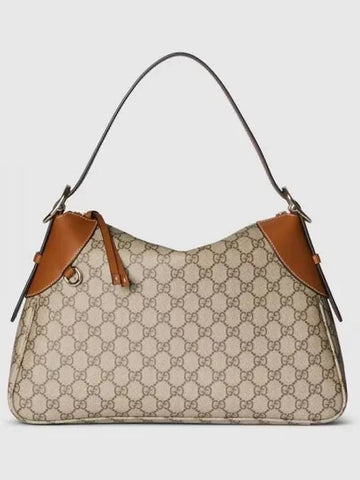 GG Emblem Medium Shoulder Bag Beige Dark Brown Canvas 815217FAD6L9758 - GUCCI - BALAAN 1