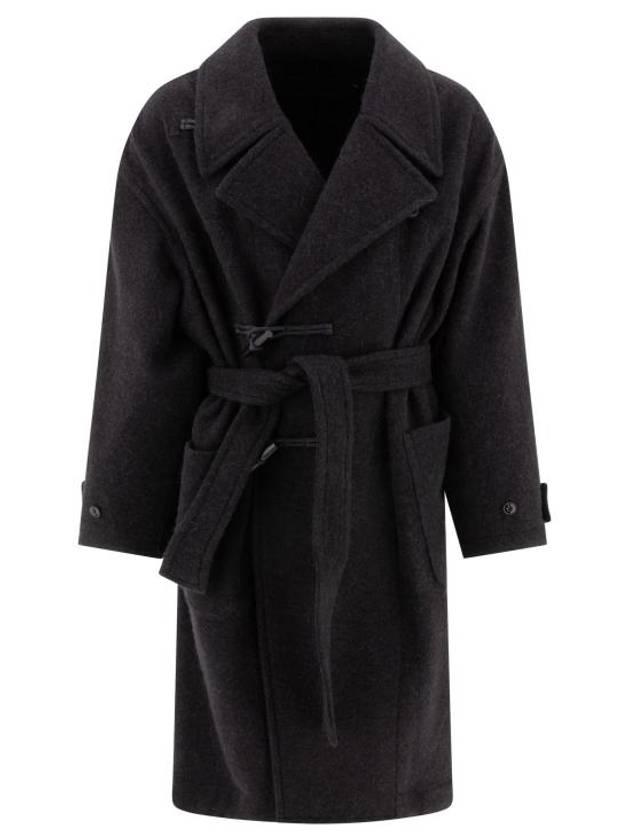 Alpaca Wool Duffel Coat Black - LEMAIRE - BALAAN 1