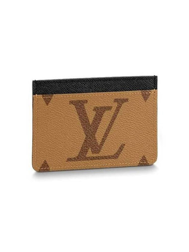 LV Big Logo Side-Up Monogram Grain Leather Card Wallet Brown - LOUIS VUITTON - BALAAN 1