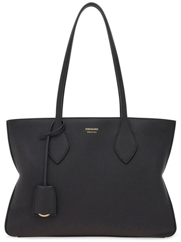 Hammered Calfskin Tote Bag Black - SALVATORE FERRAGAMO - BALAAN 2