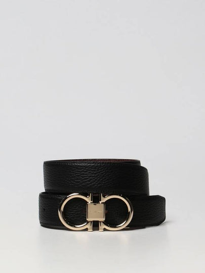 Gancini Reversible Adjustable Calfskin Leather Belt Black Brown - SALVATORE FERRAGAMO - BALAAN 2