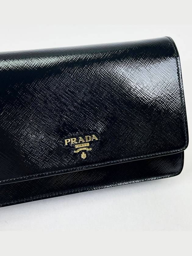 Vintage Saffiano Black Enamel Mini Cross Bag 4KPRB394 - PRADA - BALAAN 4