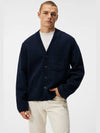 Clarke Back Logo Knitted Cardigan Navy - J.LINDEBERG - BALAAN 4