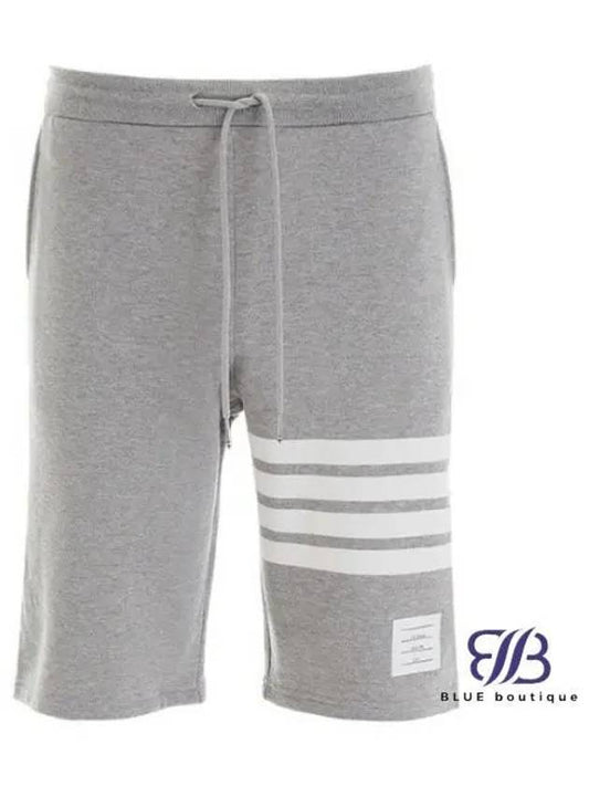 Cotton Loopback Knit Engineered 4-Bar Sweatshorts Light Grey - THOM BROWNE - BALAAN 2