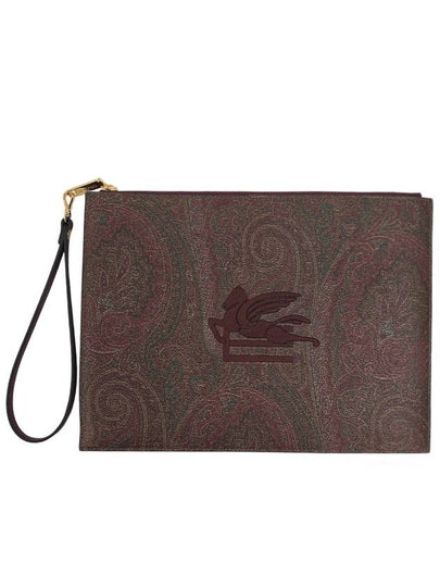 Paisley Embroidered Clutch Bag Brown - ETRO - BALAAN 2