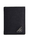 Small Saffiano Leather Half Wallet Black - PRADA - BALAAN 3