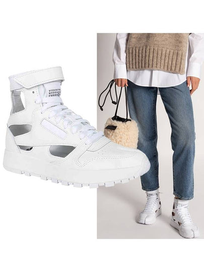 Classic Cut Out Leather Tabi High Top Sneakers White - MAISON MARGIELA - BALAAN 2