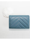 2 55 Chevron Vintage Lambskin Snap Card Wallet Blue Gray Silver A80831 B06751 NR651 - CHANEL - BALAAN 3