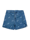 Women's Jordan Flight All-Over Print Denim Shorts Stone Blue - NIKE - BALAAN 1