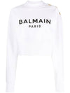 Logo Print Crop Sweatshirt White - BALMAIN - BALAAN 1