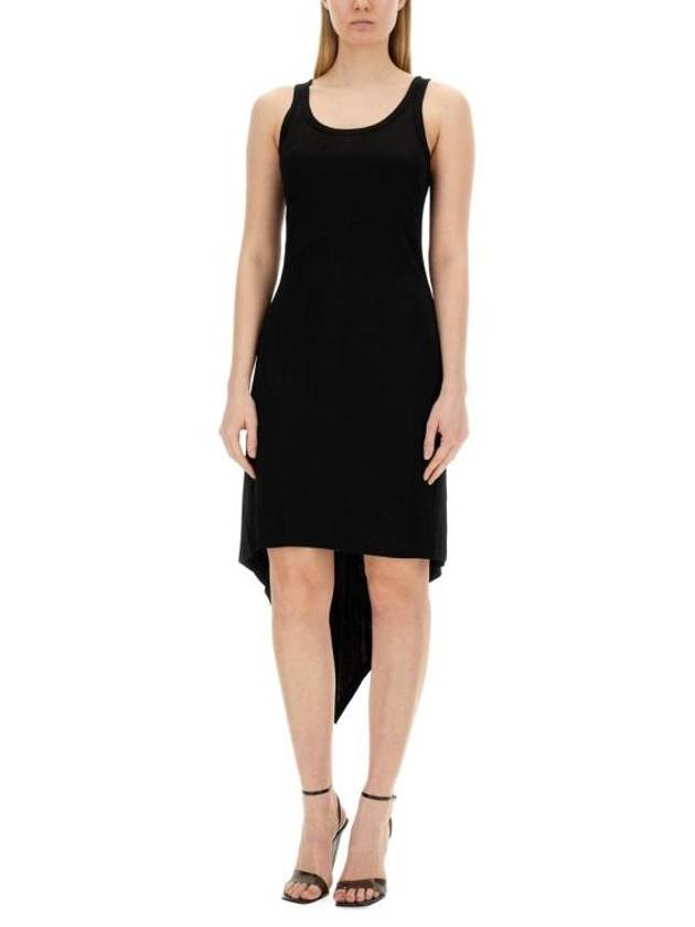 Jersey Scarf Hem Tank Mini Dress Black - HELMUT LANG - BALAAN 3