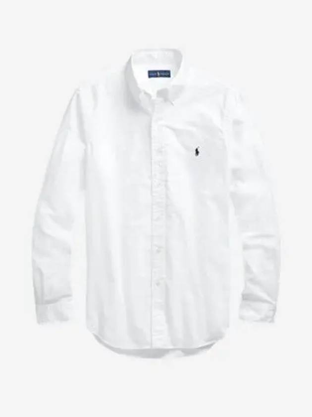 Embroidered Logo Pony Oxford Long Sleeve Shirt White - POLO RALPH LAUREN - BALAAN 2