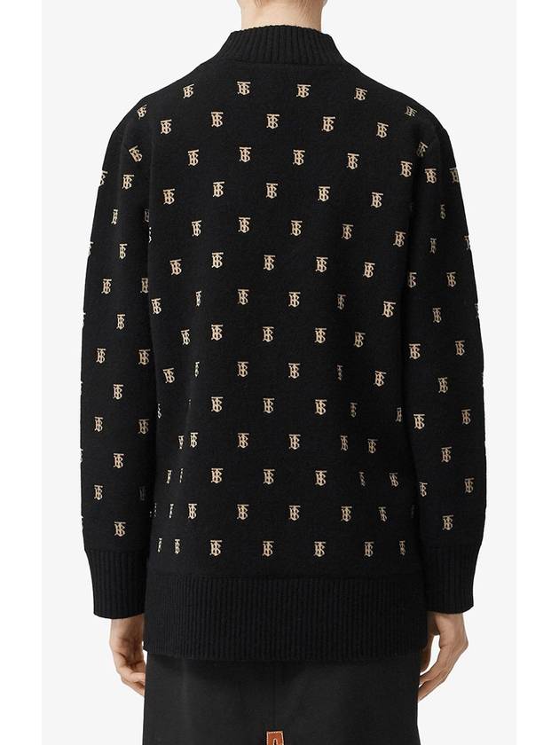 Monogram Wool Cashmere Blend Cardigan Black - BURBERRY - BALAAN 6