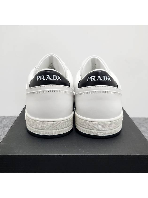 Downtown Triagle Logo Leather Low Top Sneakers White - PRADA - BALAAN 6