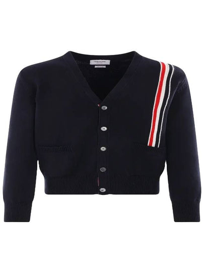 RWB Striped Intarsia Cotton Cardigan Navy - THOM BROWNE - BALAAN 2