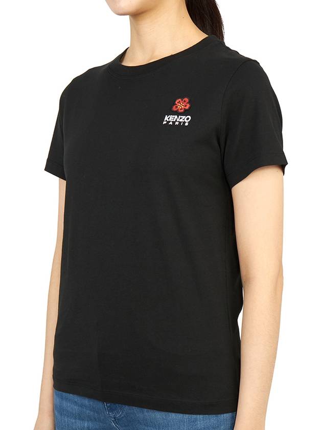 Boke Flower Embroidery Logo Short Sleeve T Shirt Black - KENZO - BALAAN 3