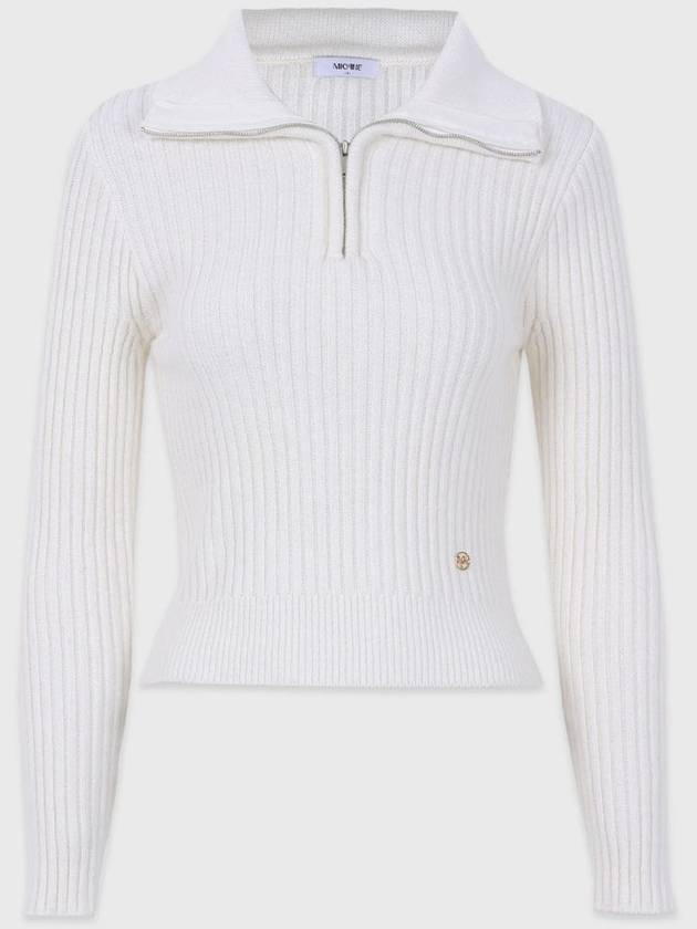 Women's Deft Wool Cash Half Zip-up Knit Top Ivory - MICANE - BALAAN 8