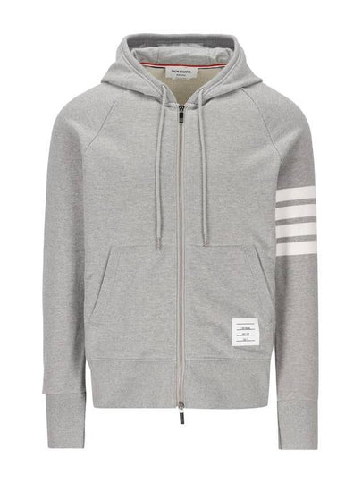 Engineered 4 Bar Diagonal Zip Up Hoodie Light Grey - THOM BROWNE - BALAAN 2