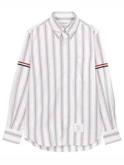 Stripe Oxford Armband Long Sleeve Shirt - THOM BROWNE - BALAAN 2