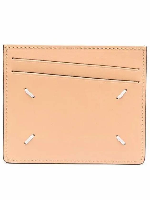 Two-tone Stitched Logo Leather Card Wallet Beige Black - MAISON MARGIELA - BALAAN 3