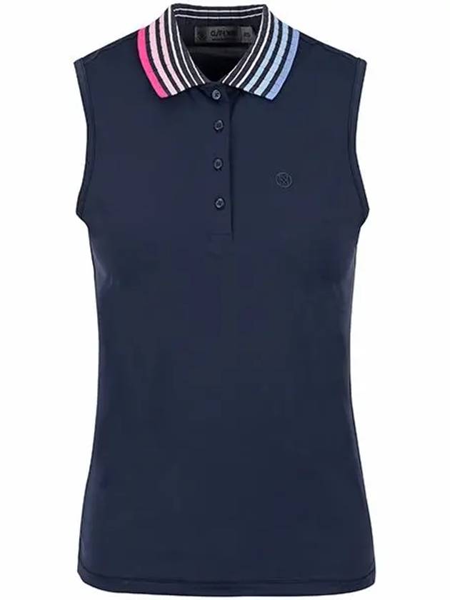 Women's Pleated Collar Golf Polo Sleeveless Navy - G/FORE - BALAAN 2